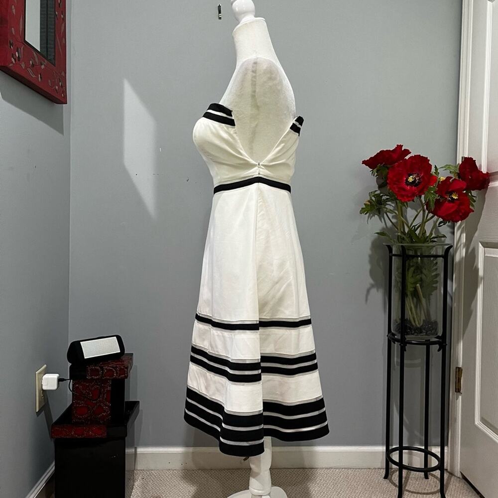 NEW Ann Taylor Silk Classic Structured Strapless Two-Tone Fit Flare Midi Dress - Picture 6 of 16